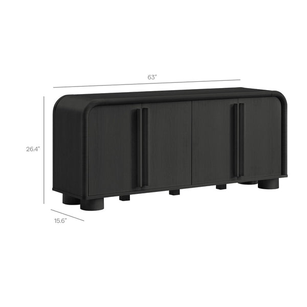 Modway Furniture Bellamy Curved Four Door Sideboard with Wood Grain Finish for Modern Dining Rooms EEI-7315-BLK
