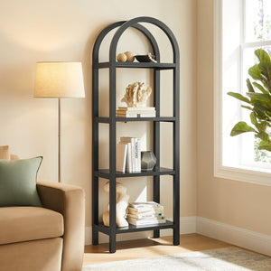 Modway Furniture Vexley 72-Inch Tall Narrow Arched Bookshelf - Modern Minimalist Design for Stunning Home Displays Black EEI-7316-BLK