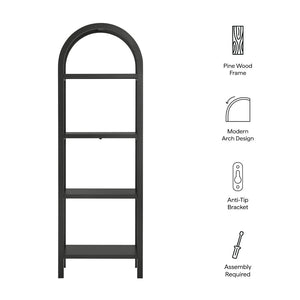 Modway Furniture Vexley 72-Inch Tall Narrow Arched Bookshelf - Modern Minimalist Design for Stunning Home Displays Black EEI-7316-BLK
