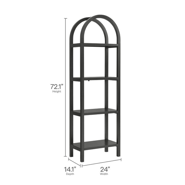 Modway Furniture Vexley 72-Inch Tall Narrow Arched Bookshelf - Modern Minimalist Design for Stunning Home Displays Black EEI-7316-BLK