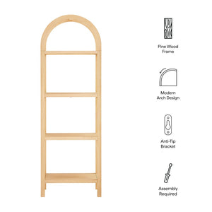 Modway Furniture Vexley 72-Inch Tall Narrow Arched Bookshelf - Modern Minimalist Design for Stunning Home Displays Natural EEI-7316-NAT