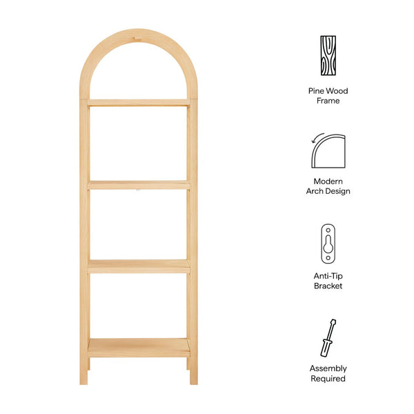 Modway Furniture Vexley 72-Inch Tall Narrow Arched Bookshelf - Modern Minimalist Design for Stunning Home Displays Natural EEI-7316-NAT