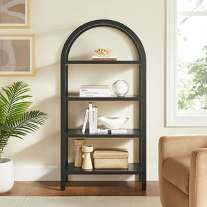 Modway Furniture Vexley 60 Inch Arched Bookshelf - Modern Open-Shelf Design for Stylish Home Display & Organization Black EEI-7317-BLK
