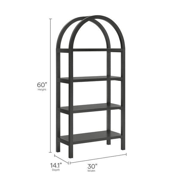 Modway Furniture Vexley 60 Inch Arched Bookshelf - Modern Open-Shelf Design for Stylish Home Display & Organization Black EEI-7317-BLK
