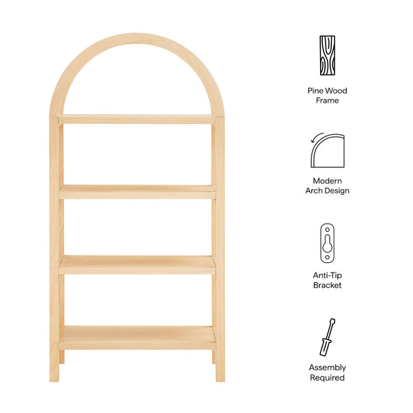 Modway Furniture Vexley 60 Inch Arched Bookshelf - Modern Open-Shelf Design for Stylish Home Display & Organization Natural EEI-7317-NAT