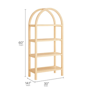Modway Furniture Vexley 60 Inch Arched Bookshelf - Modern Open-Shelf Design for Stylish Home Display & Organization Natural EEI-7317-NAT