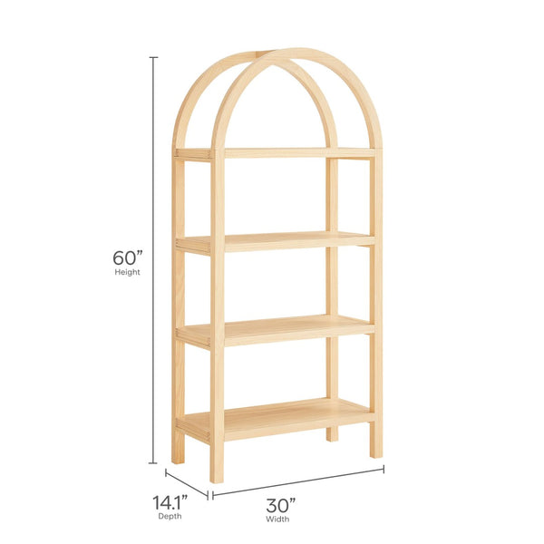Modway Furniture Vexley 60 Inch Arched Bookshelf - Modern Open-Shelf Design for Stylish Home Display & Organization Natural EEI-7317-NAT
