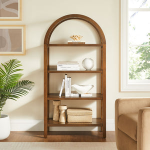 Modway Furniture Vexley 60 Inch Arched Bookshelf - Modern Open-Shelf Design for Stylish Home Display & Organization Walnut EEI-7317-WAL