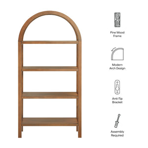 Modway Furniture Vexley 60 Inch Arched Bookshelf - Modern Open-Shelf Design for Stylish Home Display & Organization Walnut EEI-7317-WAL