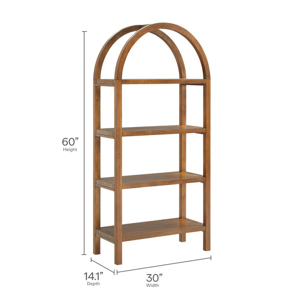 Modway Furniture Vexley 60 Inch Arched Bookshelf - Modern Open-Shelf Design for Stylish Home Display & Organization Walnut EEI-7317-WAL