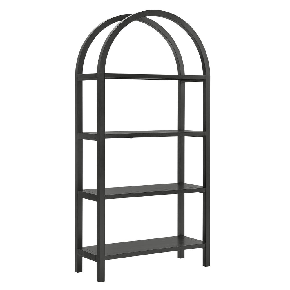 Modway Furniture Vexley 72 Inch Arched Bookshelf - Sculptural Pine Display Unit for Modern Living Spaces and Decor Black EEI-7318-BLK