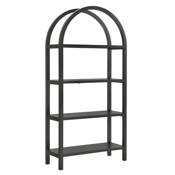 Modway Furniture Vexley 72 Inch Arched Bookshelf - Sculptural Pine Display Unit for Modern Living Spaces and Decor Black EEI-7318-BLK