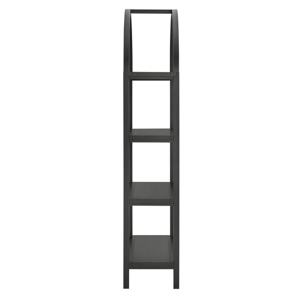 Modway Furniture Vexley 72 Inch Arched Bookshelf - Sculptural Pine Display Unit for Modern Living Spaces and Decor Black EEI-7318-BLK