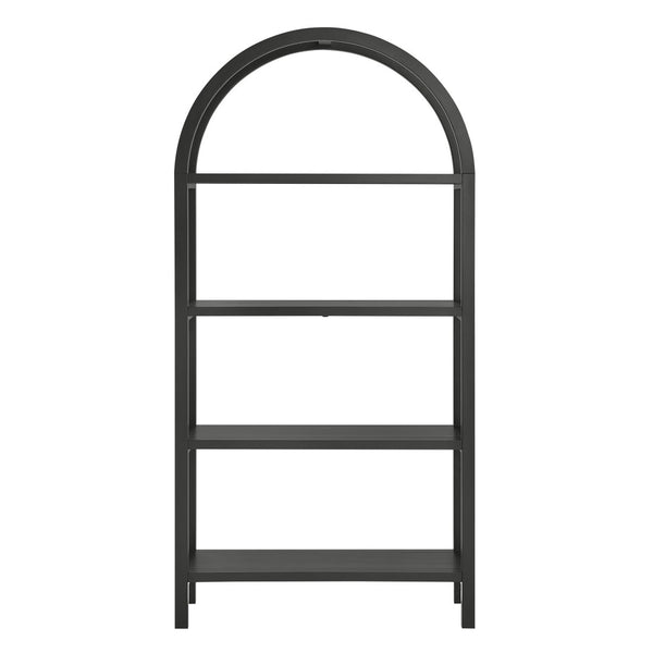 Modway Furniture Vexley 72 Inch Arched Bookshelf - Sculptural Pine Display Unit for Modern Living Spaces and Decor Black EEI-7318-BLK