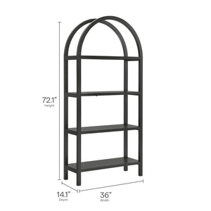 Modway Furniture Vexley 72 Inch Arched Bookshelf - Sculptural Pine Display Unit for Modern Living Spaces and Decor Black EEI-7318-BLK