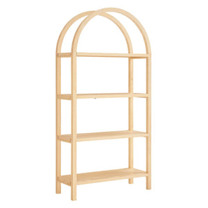 Modway Furniture Vexley 72 Inch Arched Bookshelf - Sculptural Pine Display Unit for Modern Living Spaces and Decor Natural EEI-7318-NAT
