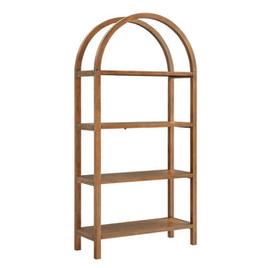 Modway Furniture Vexley 72 Inch Arched Bookshelf - Sculptural Pine Display Unit for Modern Living Spaces and Decor Walnut EEI-7318-WAL