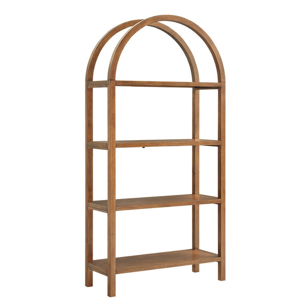 Modway Furniture Vexley 72 Inch Arched Bookshelf - Sculptural Pine Display Unit for Modern Living Spaces and Decor Walnut EEI-7318-WAL