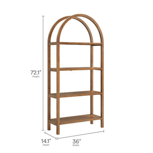 Modway Furniture Vexley 72 Inch Arched Bookshelf - Sculptural Pine Display Unit for Modern Living Spaces and Decor Walnut EEI-7318-WAL