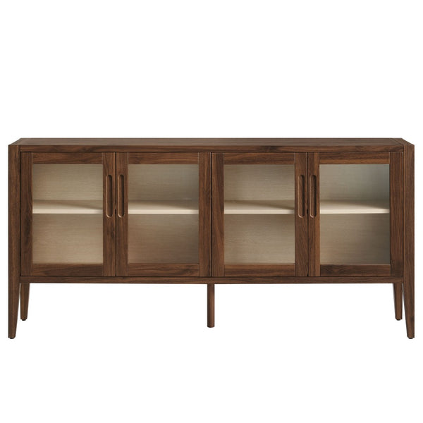 Modway Furniture Nell 72" Mid-Century Glass Door Sideboard Cabinet – Versatile Buffet, Credenza & TV Stand in Walnut EEI-7319-WAL-ASH