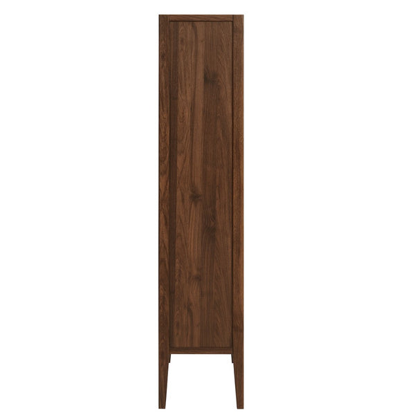 Modway Furniture Nell 71" Mid-Century Glass Door Display Cabinet - Elegant Walnut Storage for Modern Interiors EEI-7320-WAL-ASH