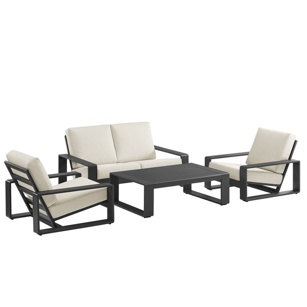 Modway Furniture Lirienne 4-Piece Outdoor Patio Aluminum Furniture Set – Modern Comfort for Stylish Alfresco Living Cream Gray EEI-7323-CRE-GRY