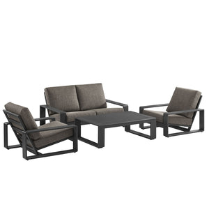 Modway Furniture Lirienne 4-Piece Outdoor Patio Aluminum Furniture Set – Modern Comfort for Stylish Alfresco Living Smoke EEI-7323-SMO-GRY