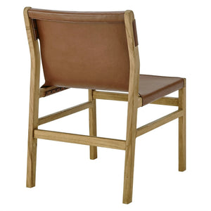 Modway Furniture Sonora Leather Dining Side Chair by Modway - Modern Design with Solid Teak Frame and Comfort Features Chestnut Tan EEI-7326-CSN