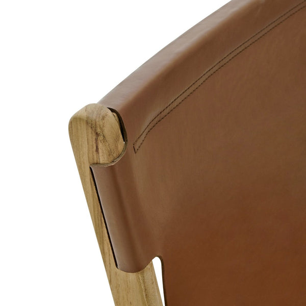 Modway Furniture Sonora Leather Dining Side Chair by Modway - Modern Design with Solid Teak Frame and Comfort Features Chestnut Tan EEI-7326-CSN