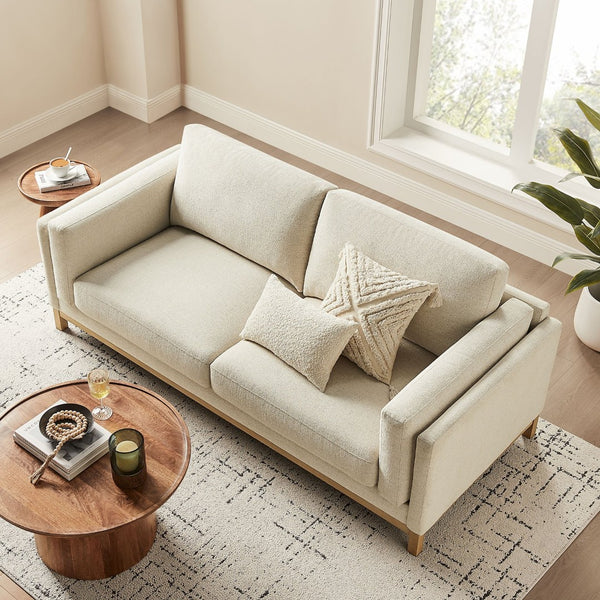 Modway Furniture Roscoe 81-Inch Fabric Sofa by Modway - Luxurious Mélange Chenille for Ultimate Comfort and Style Ivory EEI-7327-IVO