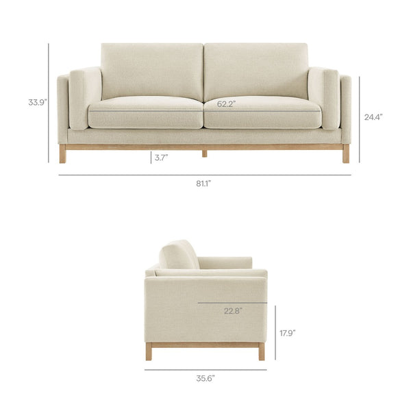 Modway Furniture Roscoe 81-Inch Fabric Sofa by Modway - Luxurious Mélange Chenille for Ultimate Comfort and Style Ivory EEI-7327-IVO