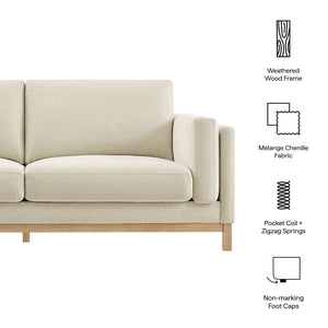 Modway Furniture Roscoe 81-Inch Fabric Sofa by Modway - Luxurious Mélange Chenille for Ultimate Comfort and Style Ivory EEI-7327-IVO