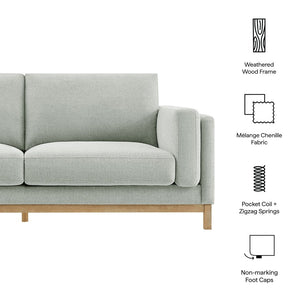 Modway Furniture Roscoe 81-Inch Fabric Sofa by Modway - Luxurious Mélange Chenille for Ultimate Comfort and Style Mist EEI-7327-MST