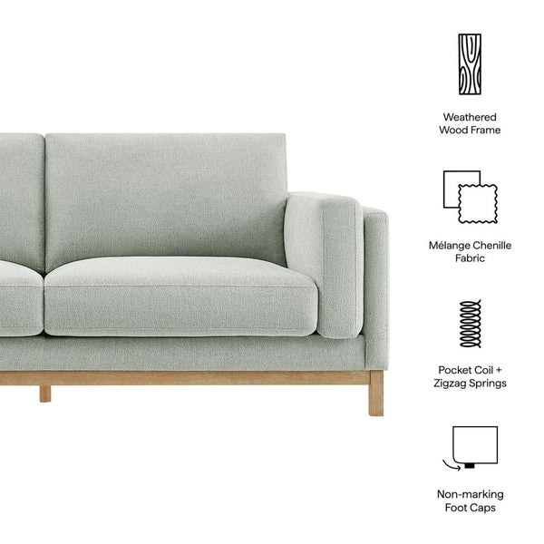 Modway Furniture Roscoe 81-Inch Fabric Sofa by Modway - Luxurious Mélange Chenille for Ultimate Comfort and Style Mist EEI-7327-MST