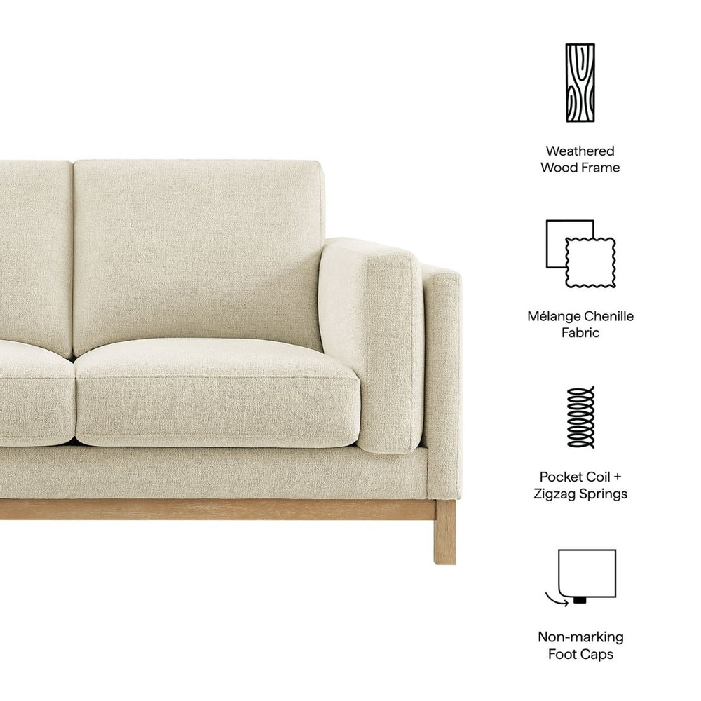 Modway Furniture Roscoe 63-Inch Fabric Loveseat – Timeless American-Style Seating for Modern and Classic Interiors Ivory EEI-7328-IVO