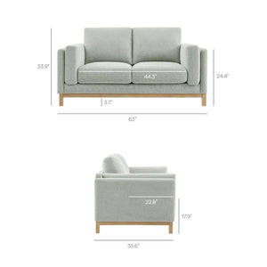 Modway Furniture Roscoe 63-Inch Fabric Loveseat – Timeless American-Style Seating for Modern and Classic Interiors Mist EEI-7328-MST