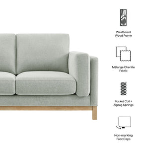 Modway Furniture Roscoe 63-Inch Fabric Loveseat – Timeless American-Style Seating for Modern and Classic Interiors Mist EEI-7328-MST