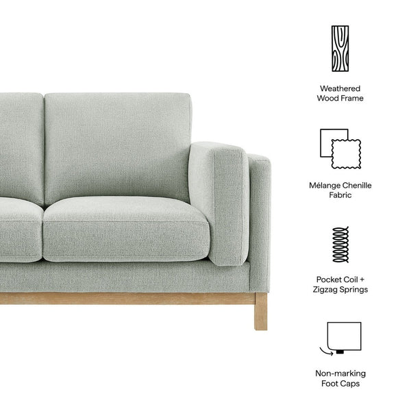 Modway Furniture Roscoe 63-Inch Fabric Loveseat – Timeless American-Style Seating for Modern and Classic Interiors Mist EEI-7328-MST