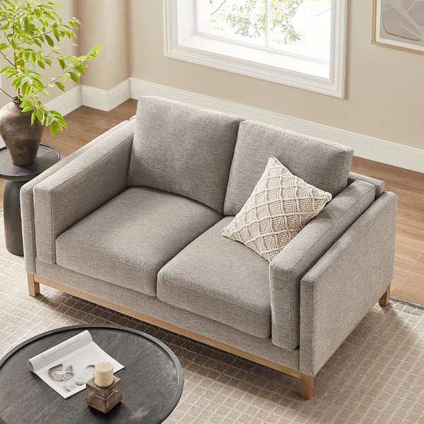Modway Furniture Roscoe 63-Inch Fabric Loveseat – Timeless American-Style Seating for Modern and Classic Interiors Pewter EEI-7328-PEW
