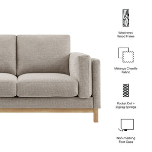 Modway Furniture Roscoe 63-Inch Fabric Loveseat – Timeless American-Style Seating for Modern and Classic Interiors Pewter EEI-7328-PEW