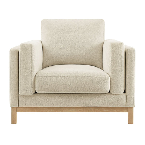 Modway Furniture Roscoe Fabric Armchair - Plush Comfort and Elegant Design for Modern or Traditional Spaces Ivory EEI-7329-IVO