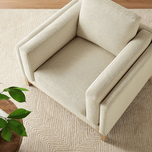 Modway Furniture Roscoe Fabric Armchair - Plush Comfort and Elegant Design for Modern or Traditional Spaces Ivory EEI-7329-IVO