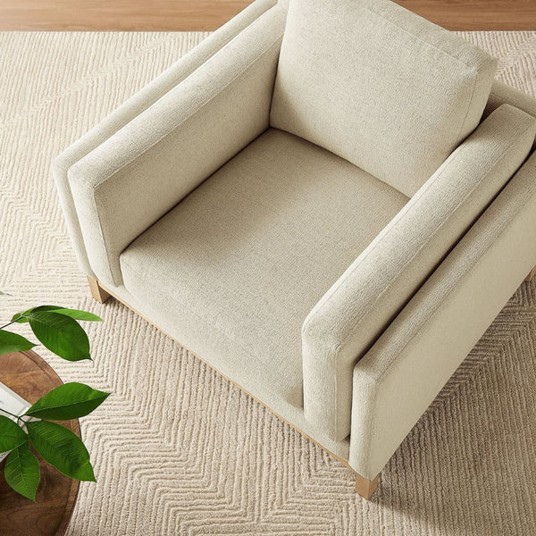 Modway Furniture Roscoe Fabric Armchair - Plush Comfort and Elegant Design for Modern or Traditional Spaces Ivory EEI-7329-IVO