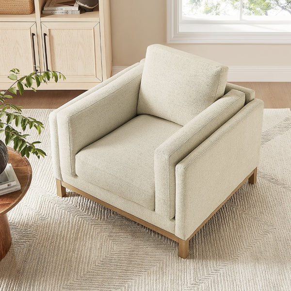 Modway Furniture Roscoe Fabric Armchair - Plush Comfort and Elegant Design for Modern or Traditional Spaces Ivory EEI-7329-IVO