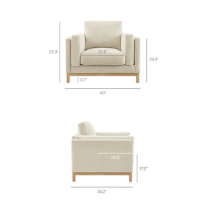 Modway Furniture Roscoe Fabric Armchair - Plush Comfort and Elegant Design for Modern or Traditional Spaces Ivory EEI-7329-IVO