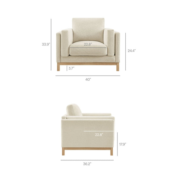 Modway Furniture Roscoe Fabric Armchair - Plush Comfort and Elegant Design for Modern or Traditional Spaces Ivory EEI-7329-IVO