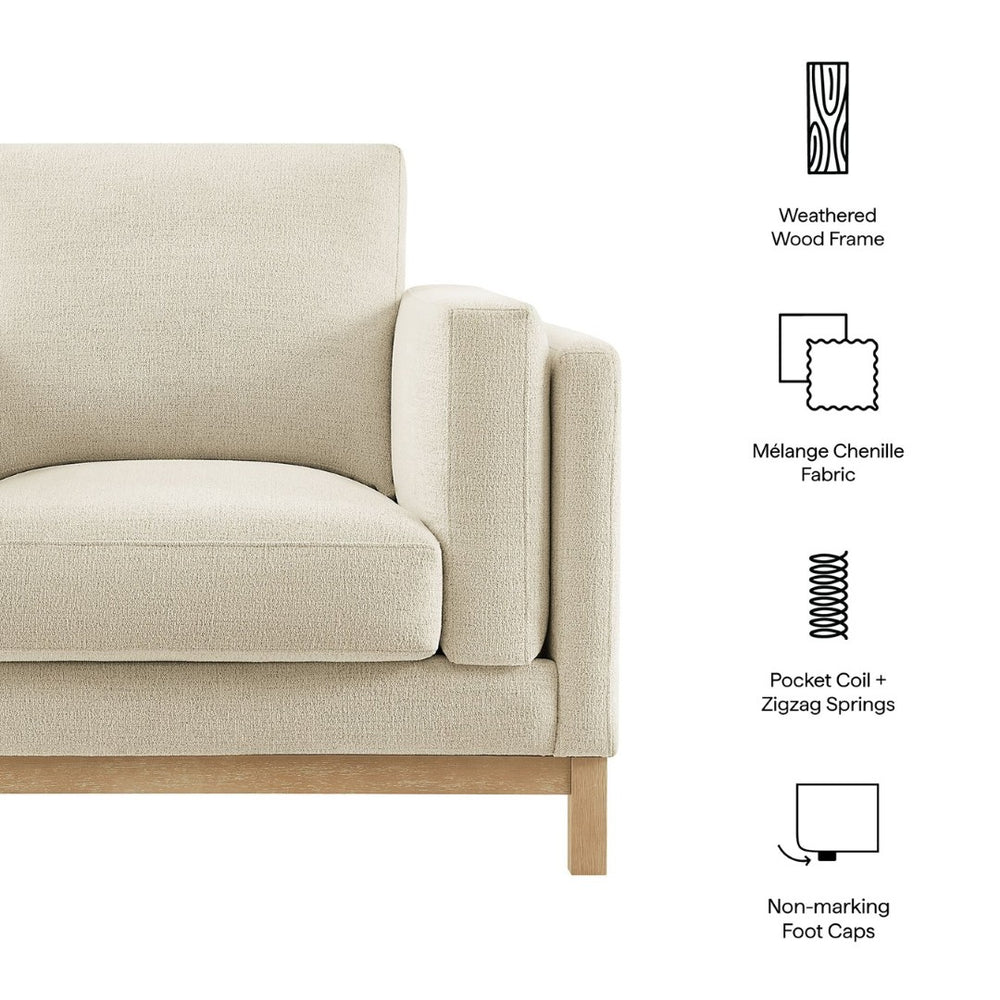 Modway Furniture Roscoe Fabric Armchair - Plush Comfort and Elegant Design for Modern or Traditional Spaces Ivory EEI-7329-IVO