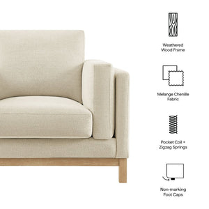 Modway Furniture Roscoe Fabric Armchair - Plush Comfort and Elegant Design for Modern or Traditional Spaces Ivory EEI-7329-IVO