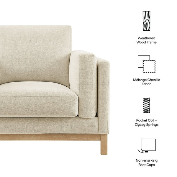 Modway Furniture Roscoe Fabric Armchair - Plush Comfort and Elegant Design for Modern or Traditional Spaces Ivory EEI-7329-IVO