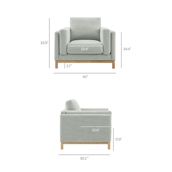 Modway Furniture Roscoe Fabric Armchair - Plush Comfort and Elegant Design for Modern or Traditional Spaces Mist EEI-7329-MST